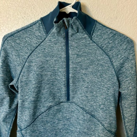 Lululemon SZ 8 Heathered Blue Always Alert 1/2 Zip Collared Jacket Reflective - Picture 6 of 10